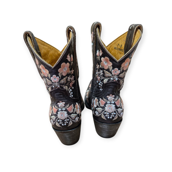 Old Gringo Sora Chocolate Brown Distressed Leather Short Western Boots Size 7.5 - Picture 4 of 8